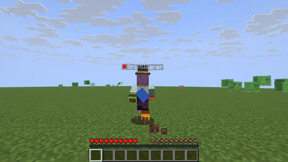 A player running away from the camera; their backpack tilts with the movement.